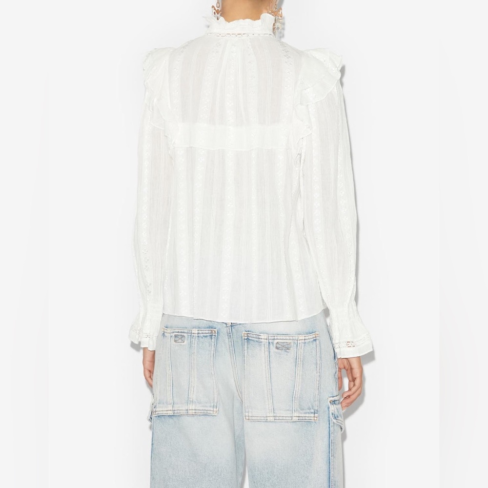 Isabel Marant White Ruffled Button-Up Blouse - Picture 5 of 16